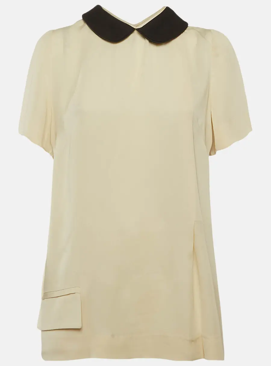 Marni Beige Crepe Collared Top M