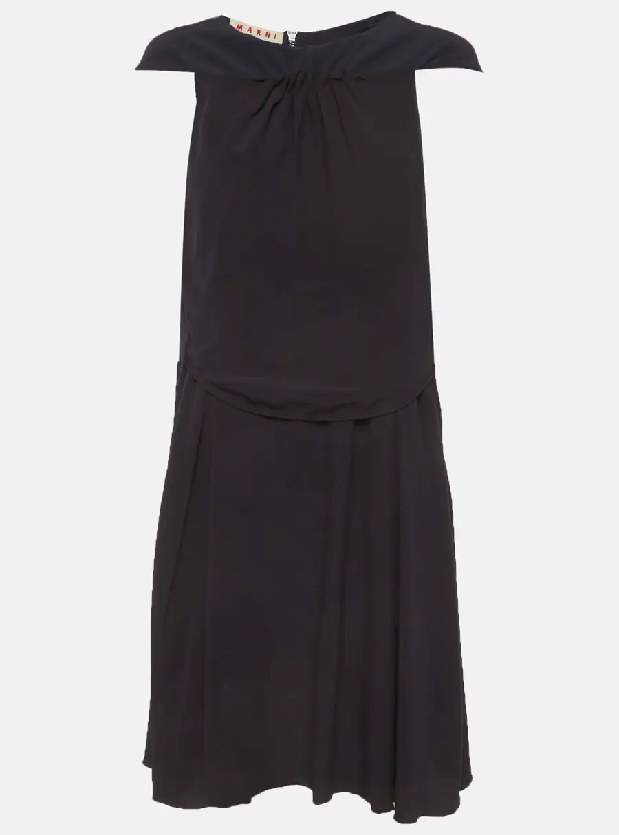 Marni Navy Blue/Black Crepe Tiered Dress S