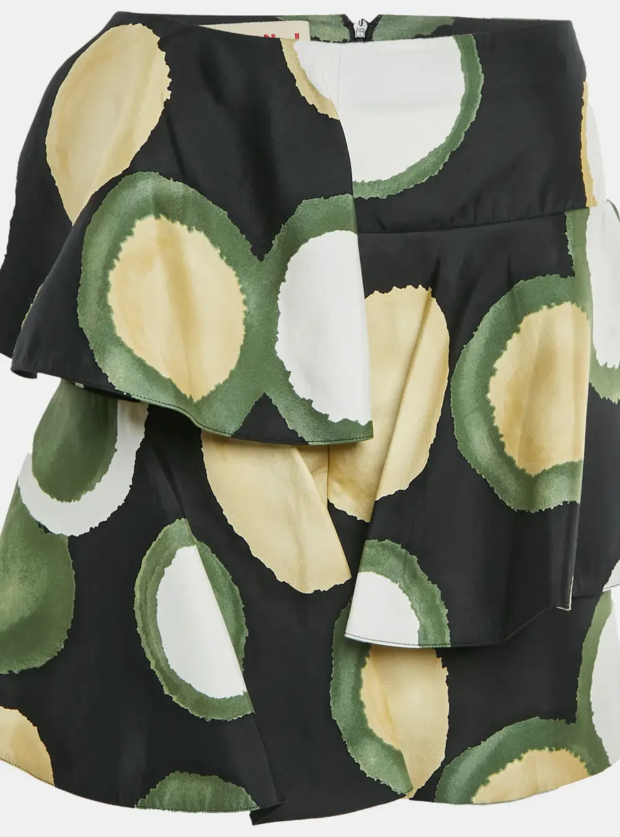 Marni Black Printed Cotton Mini Skirt S
