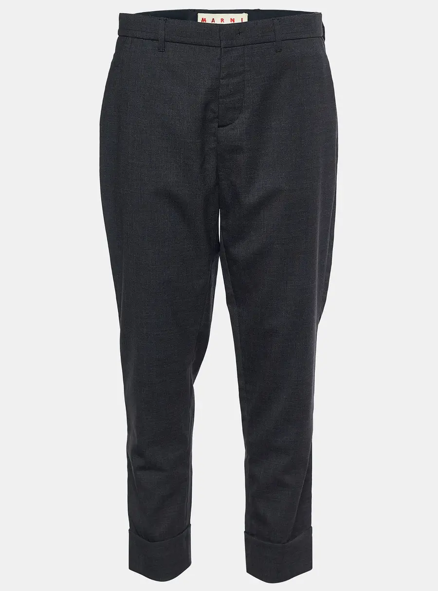 Marni Charcoal Grey Wool Cuffed Trousers M