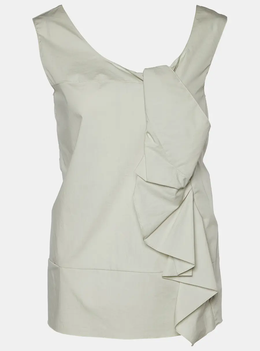 Marni Grey Cotton Knot Detail Sleeveless Top S