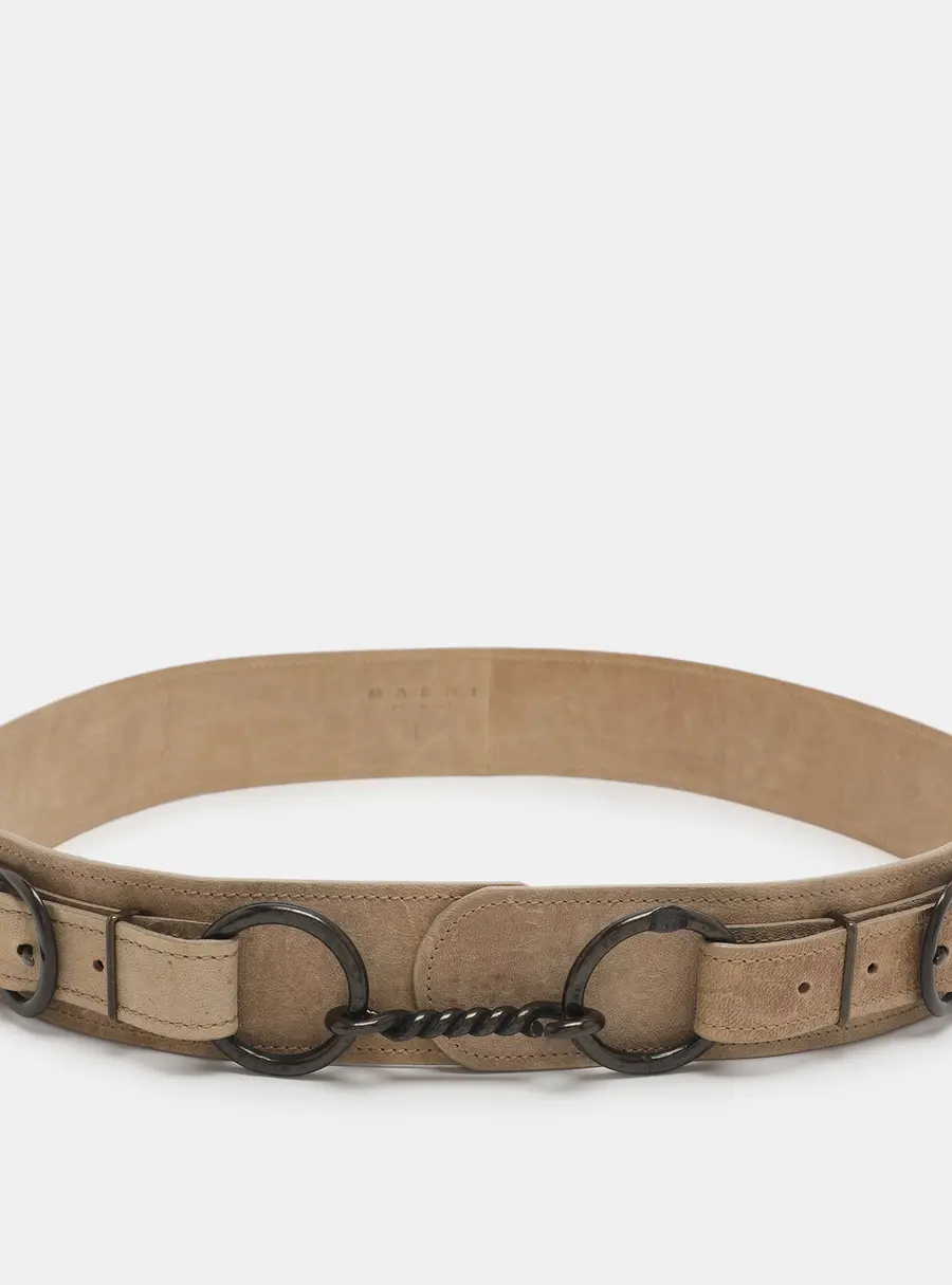 Marni Large Waist Belt Beige Nubuck Leather