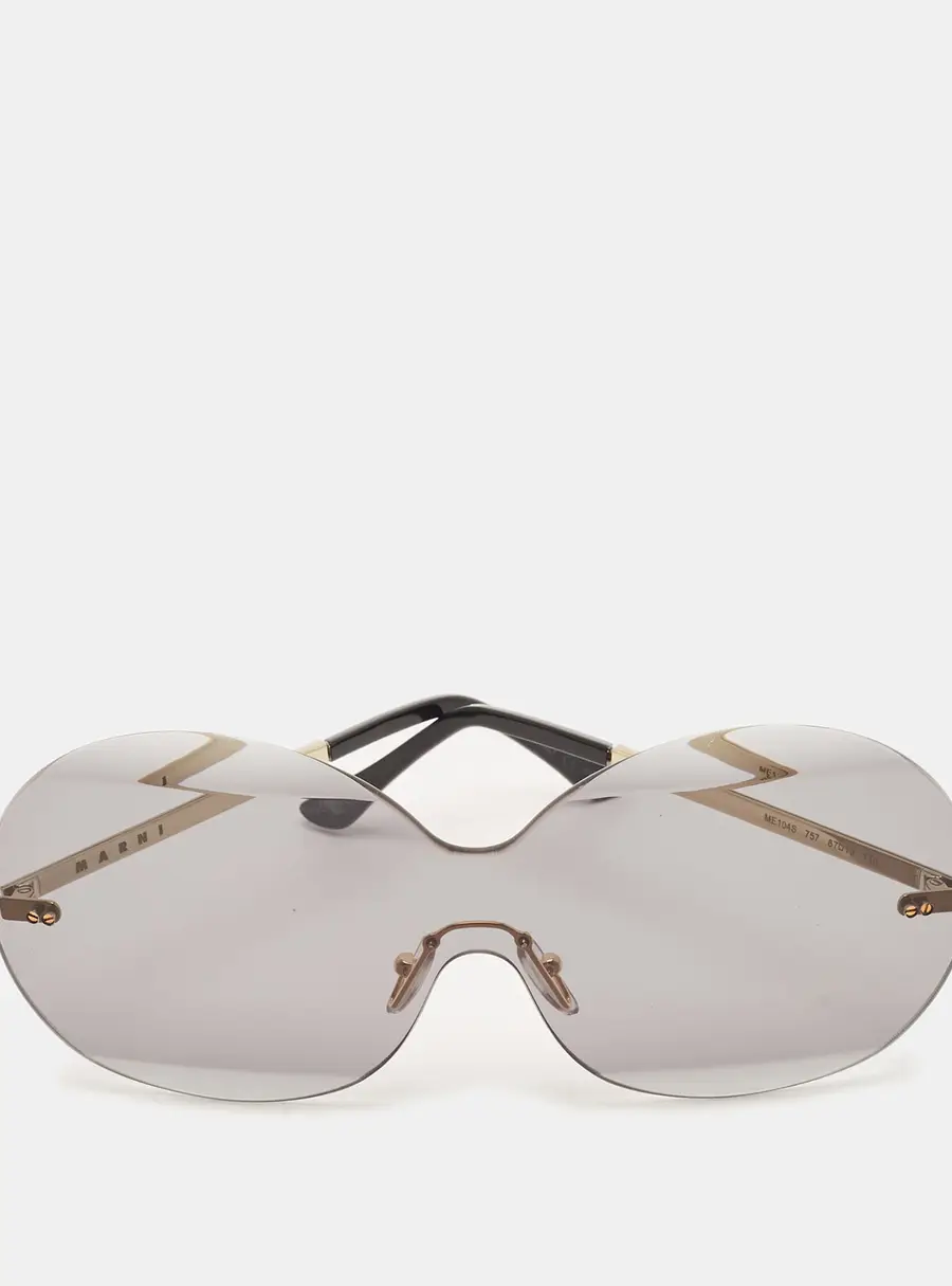 Marni Grey/Gold Tone ME104S Rimless Round Sunglasses