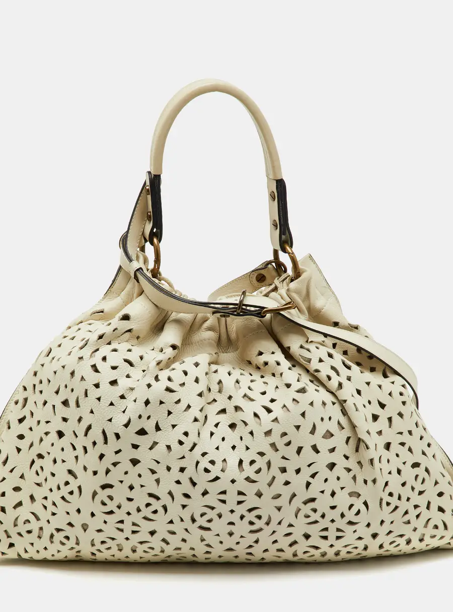 Marni Off White Leather Cutout Oversized Shoulder Bag