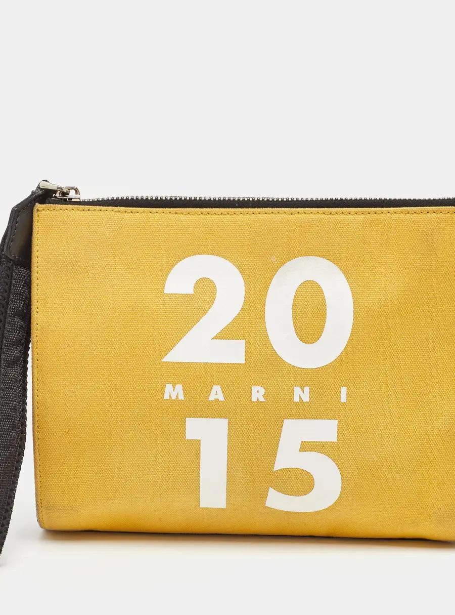 Marni Tri Color Canvas and Leather Wristlet Pouch
