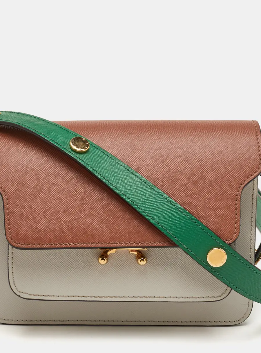 Marni Trunk Multicolor Saffiano Leather Flap Shoulder Bag