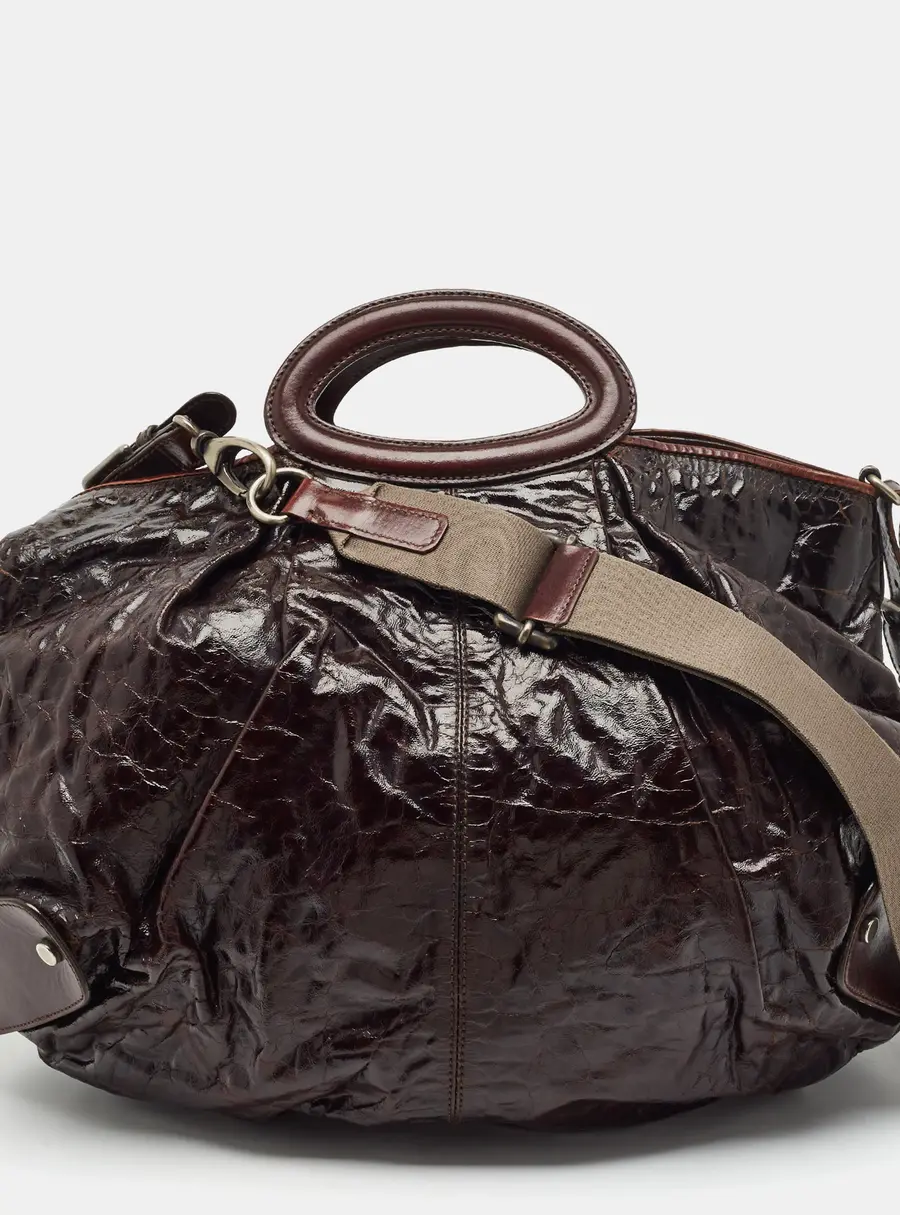 Marni Balloon Dark Brown Patent Leather Hobo