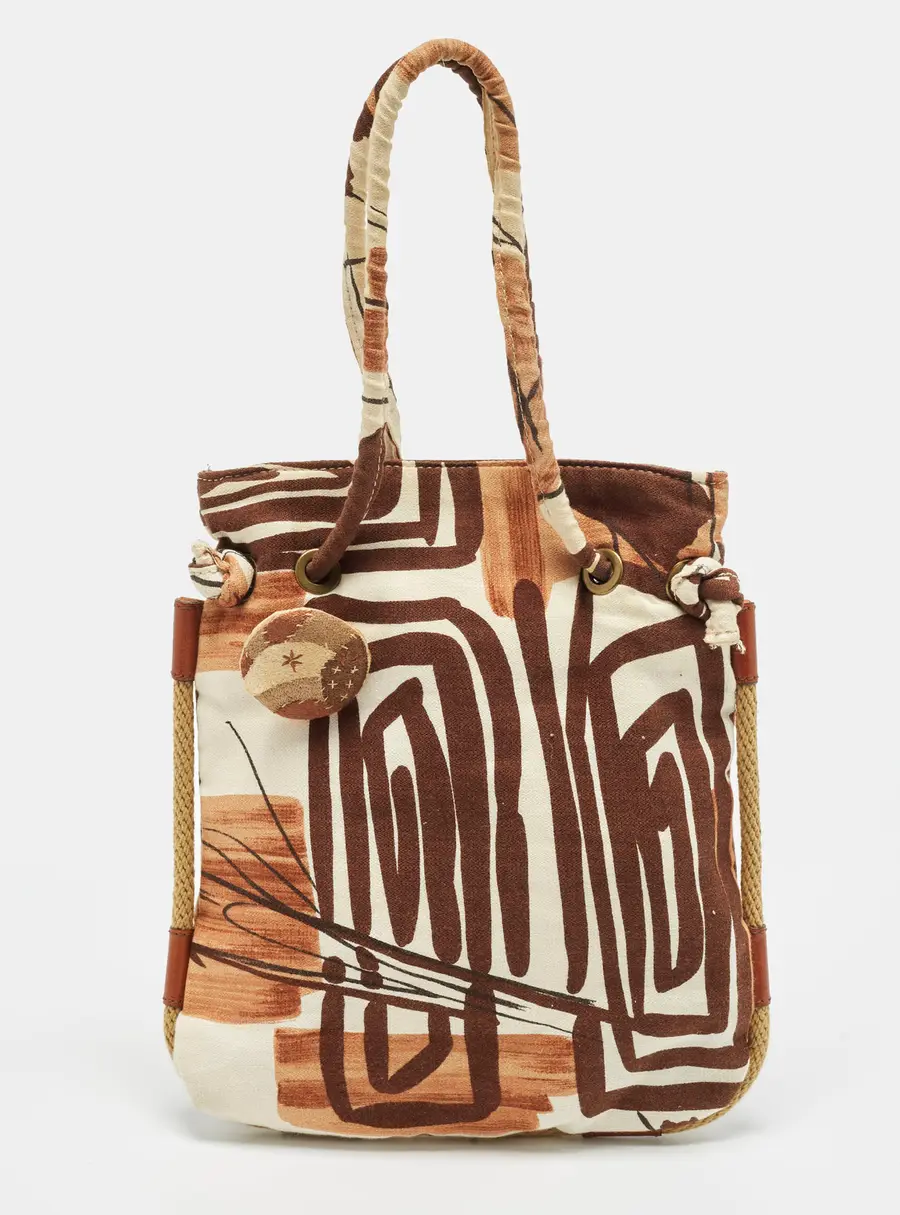 Marni Multicolor Print Fabric Rope Tote