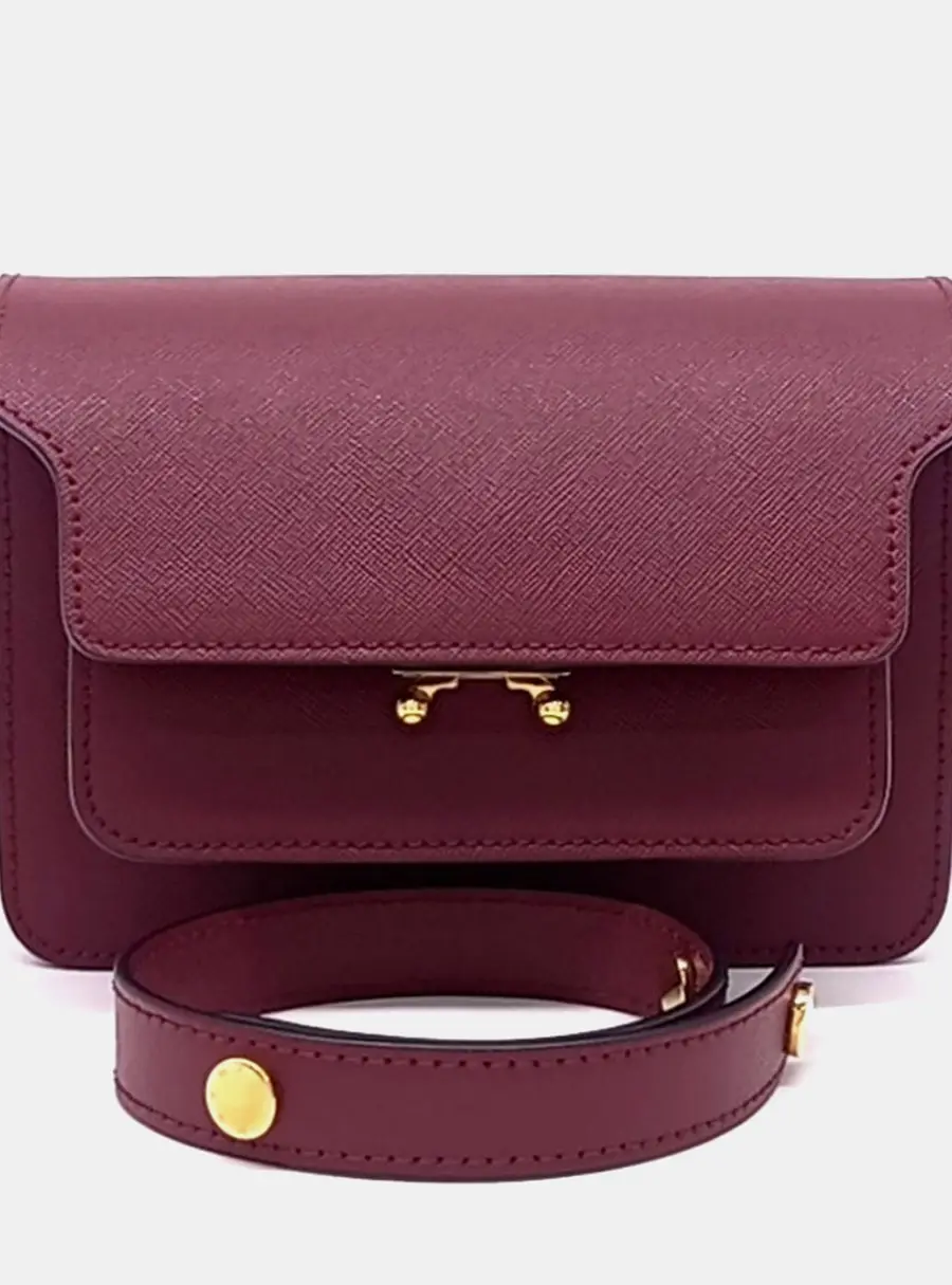 Marni Leather Burgundy Mini Trunk Bag
