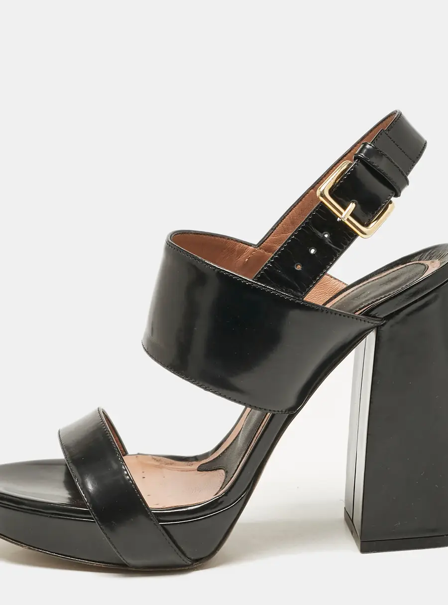 Marni Black Brushed Leather Platform Sandals Size 39
