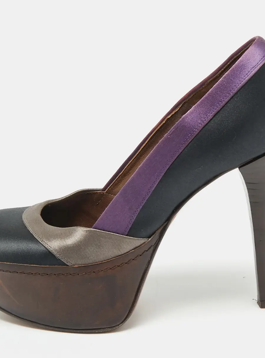 Marni Multicolor Satin Platform Pumps Size 36