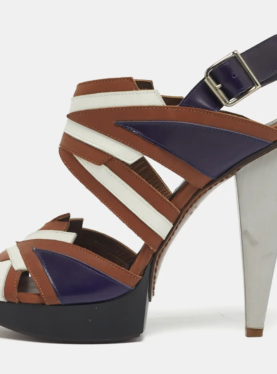 Marni Size 38 Multicolor Leather Ankle Strap Sandals