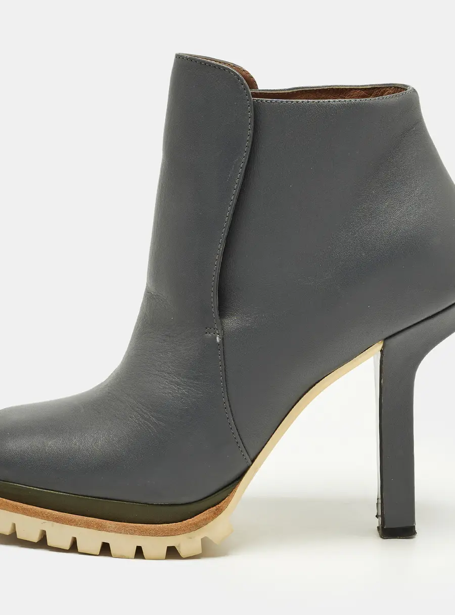 Marni Size 36.5 Grey Leather Ankle Length Boots