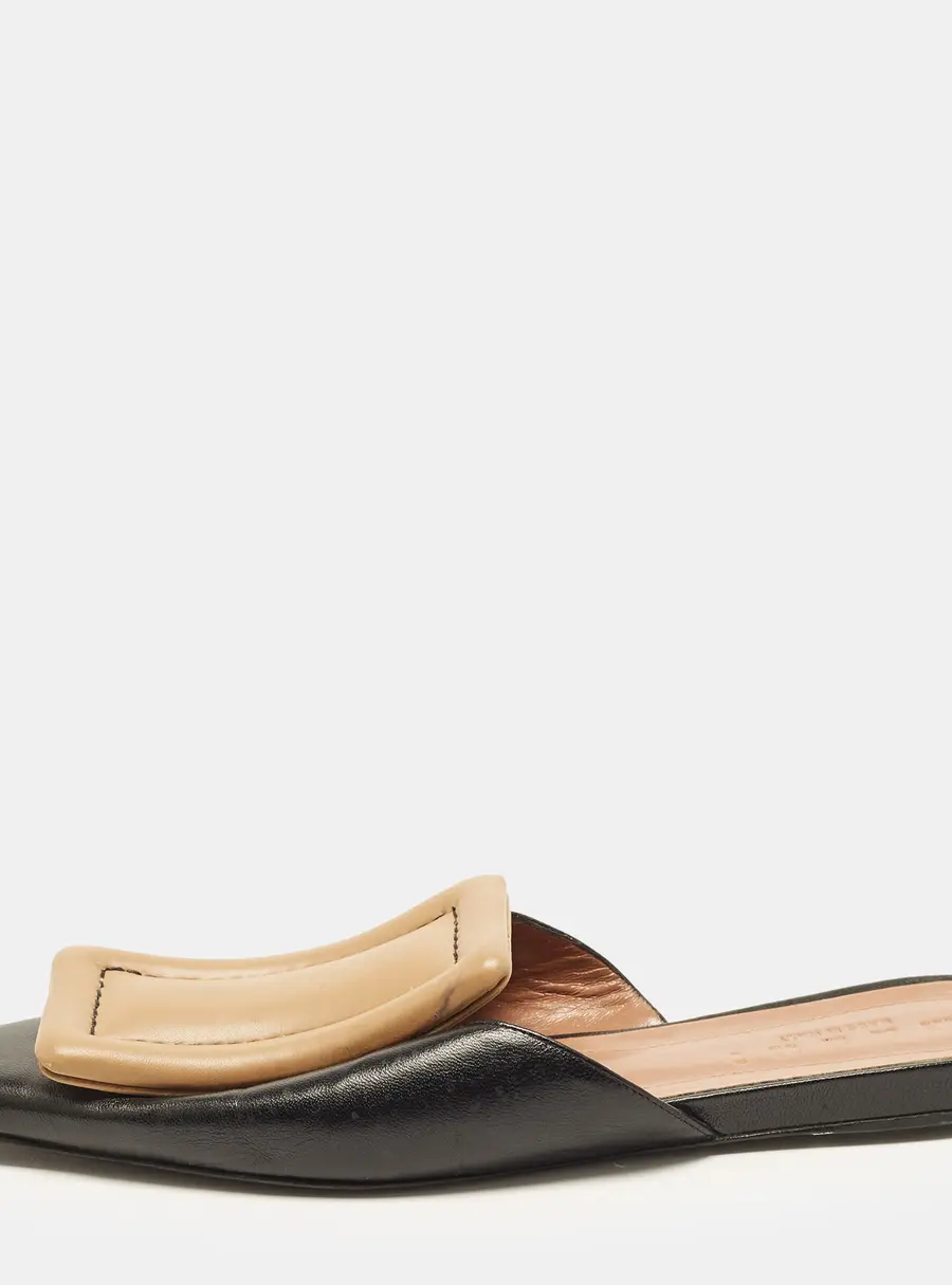 Marni Size 39 Black/Beige Leather Mules