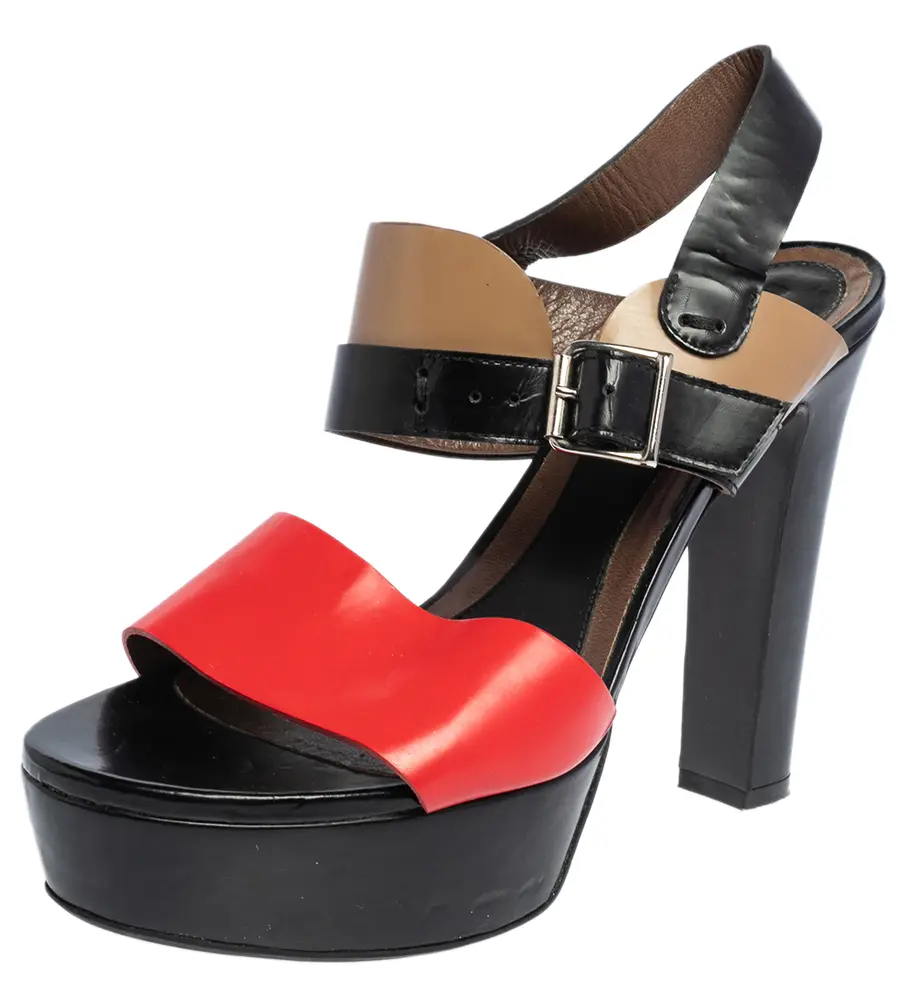 Marni Tricolor Leather Platform Ankle Strap Sandals Size 40