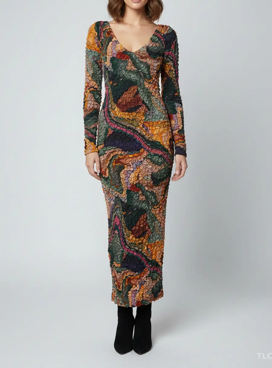 Mara Hoffman Multicolor Smocked Textured Lyocell Eliza Midi Dress S
