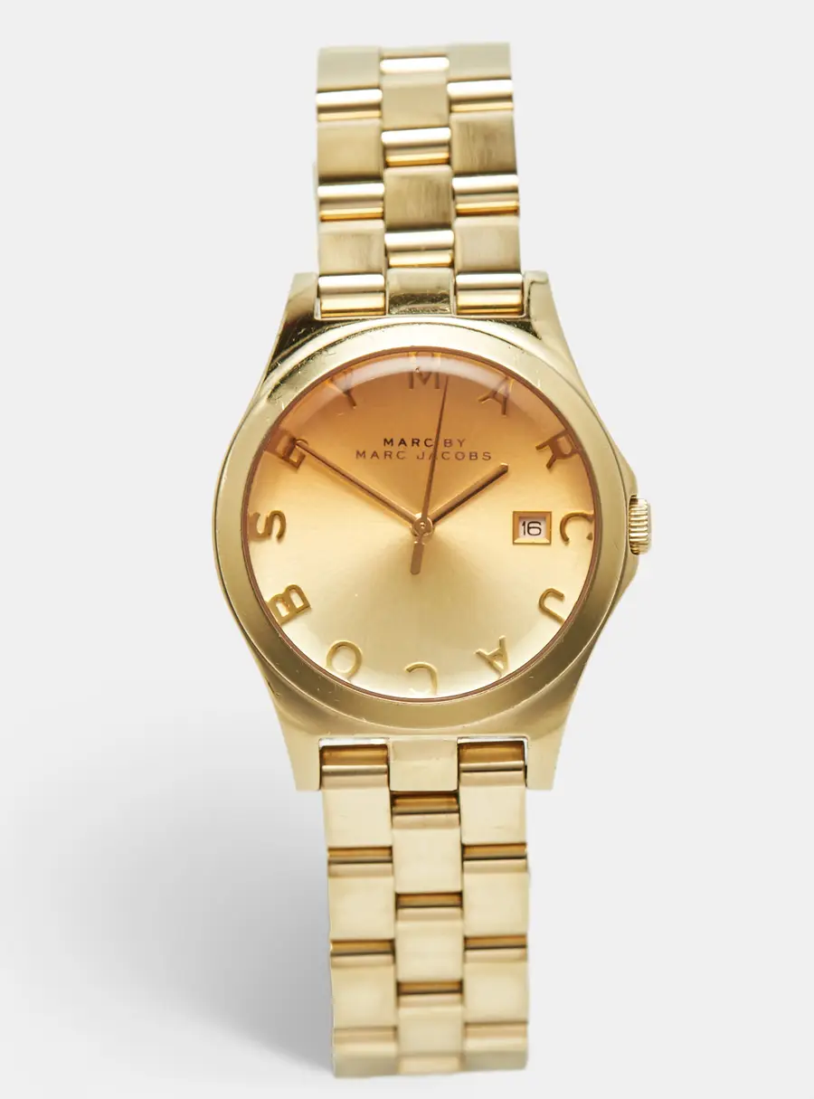 Marc by Marc Jacobs Henry MBM3135 Champagne Dial Gold Plated Stainless Steel Women's Wristwatch 37 mm