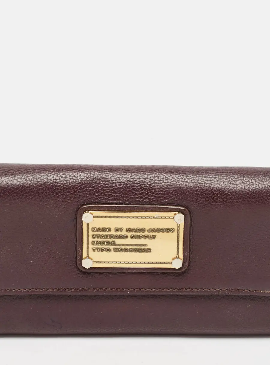 Marc by Marc Jacobs Dark Purple Leather Flap Wallet