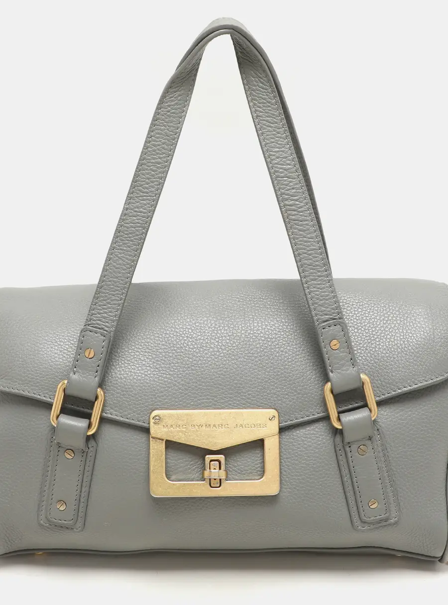 Marc by Marc Jacobs Grey Leather Turn Lock Flap Satchel