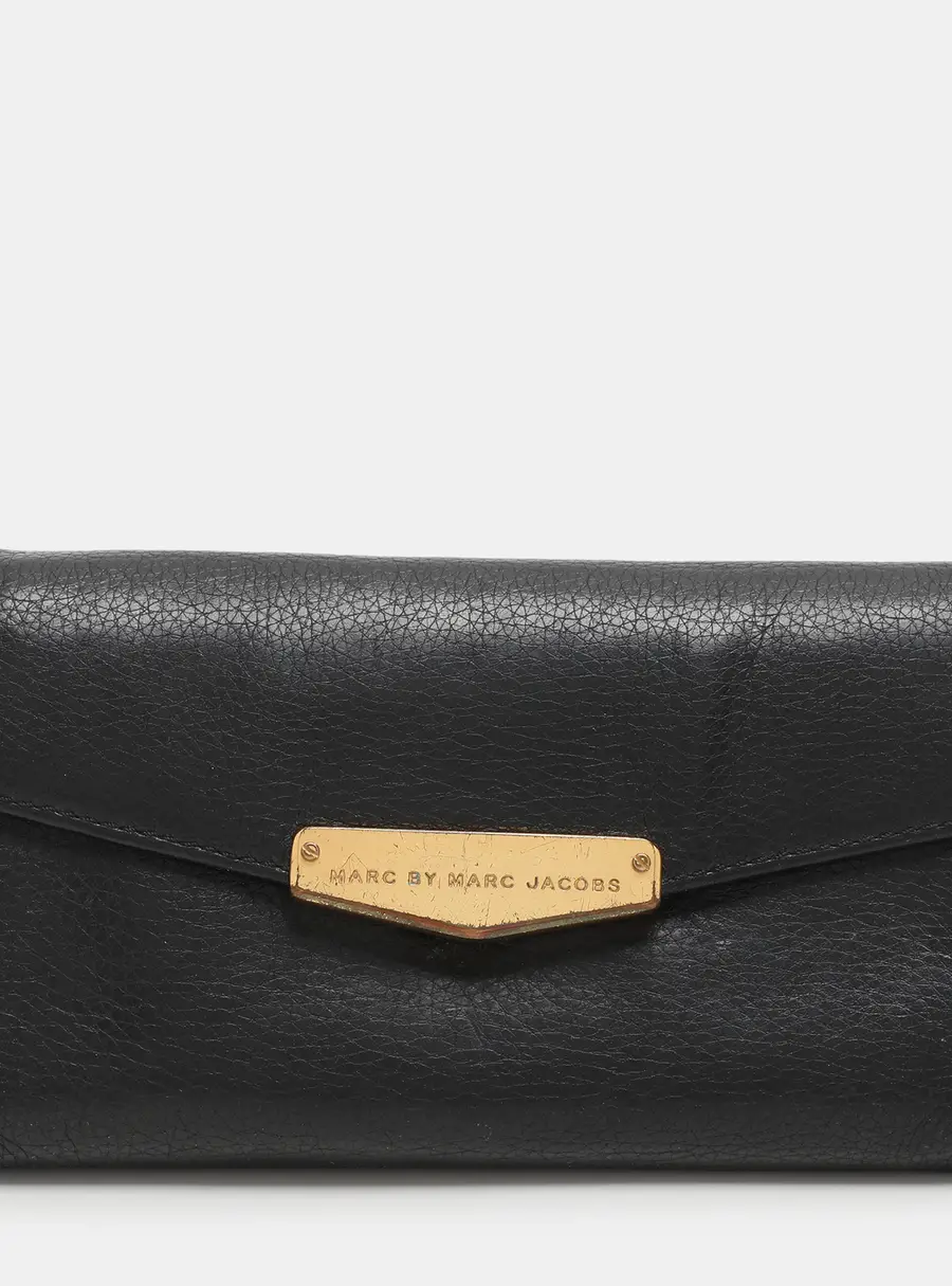 Marc by Marc Jacobs Black Leather Trifold Continental Wallet