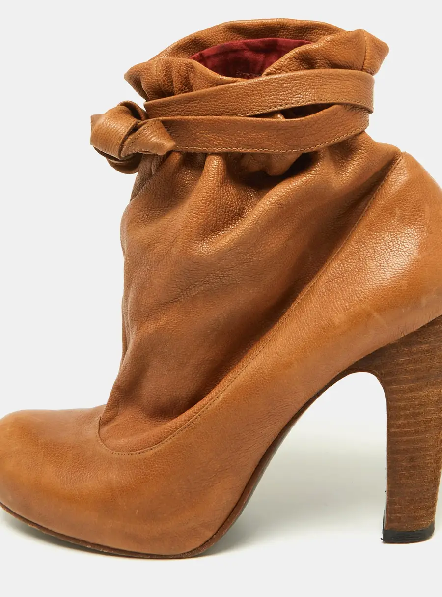 Marc by Marc Jacobs Brown Leather Ankle Wrap Booties Size 38.5
