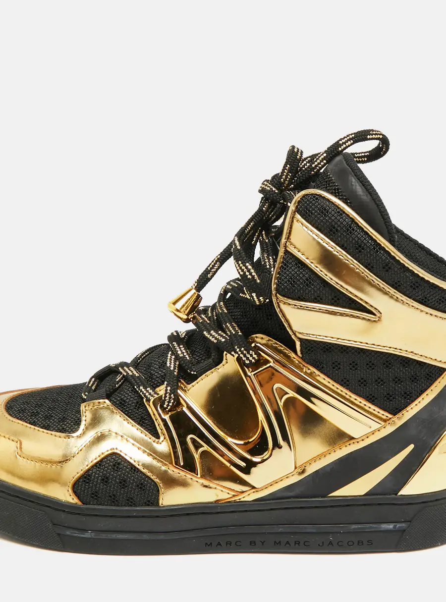 Marc by Marc Jacobs Size 38 Black Leather and Mesh High Top Sneakers