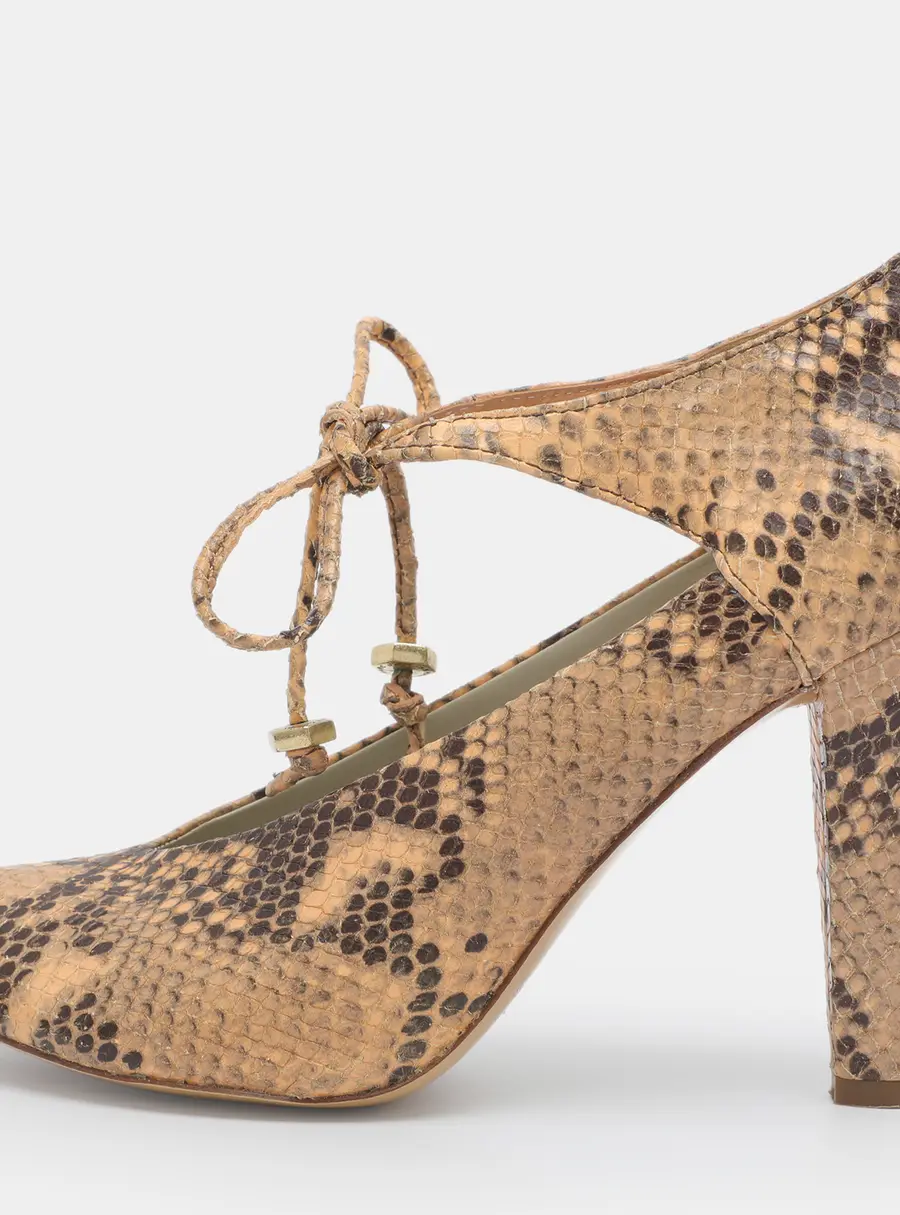 Marc by Marc Jacobs Size 39 Beige/Brown Python Embossed Leather Ankle Tie Pumps