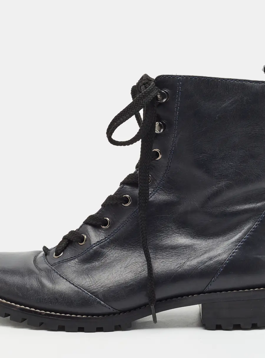 Marc by Marc Jacobs Size 38.5 Navy Blue Leather Combat Boots