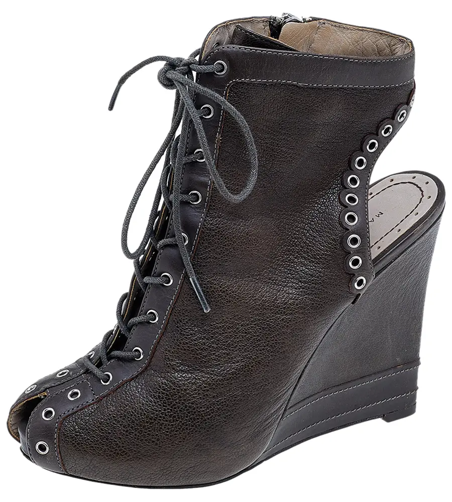 Marc by Marc Jacobs Brown Leather Wedge Booties Size 36