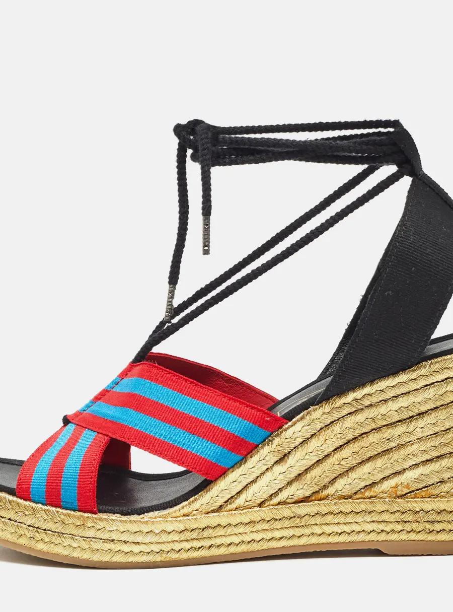 Marc Jacobs Multicolor Grosgrain Espadrille Wedge Sandals Size 40