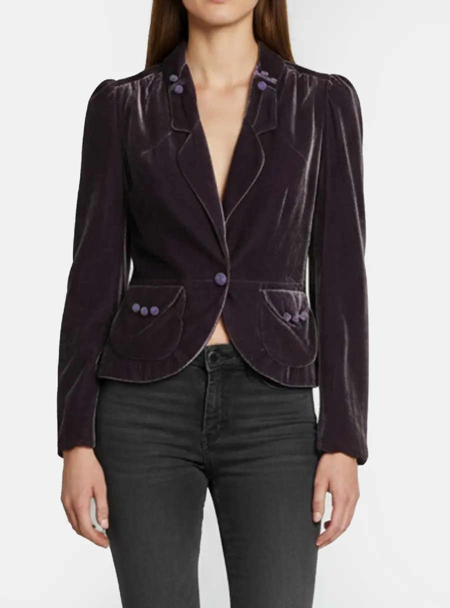 Marc Jacobs Purple Velvet Long Sleeve Blazer S