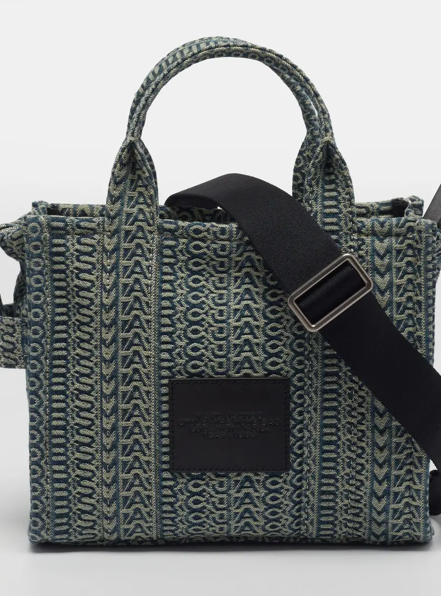 Marc Jacobs The Tote Small Washed Blue Jacquard Denim Tote