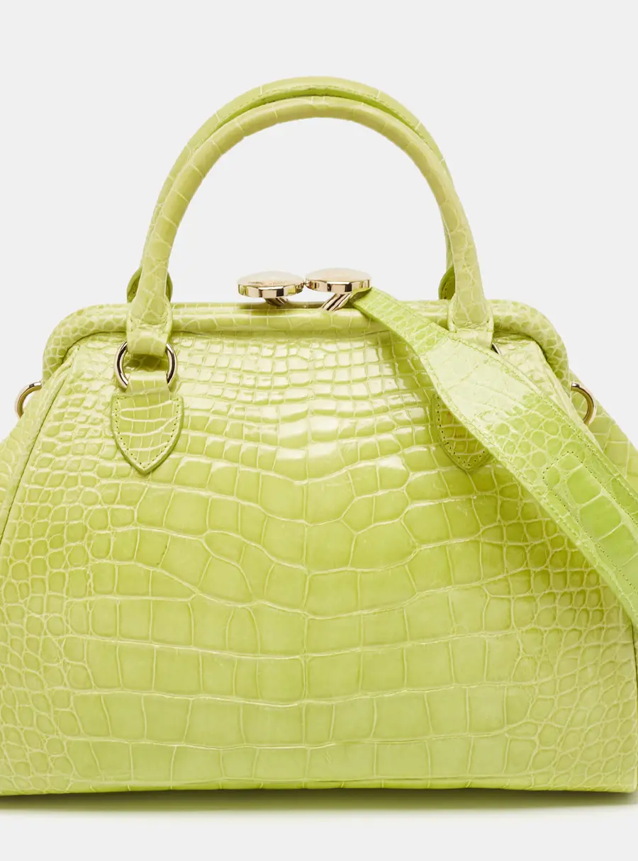 Marc Jacobs Yellow Green Alligator Mini Stam Satchel
