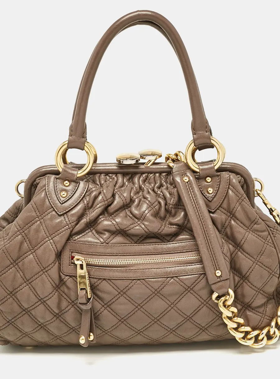 Marc Jacobs Brown Quilted Leather Stam Satchel