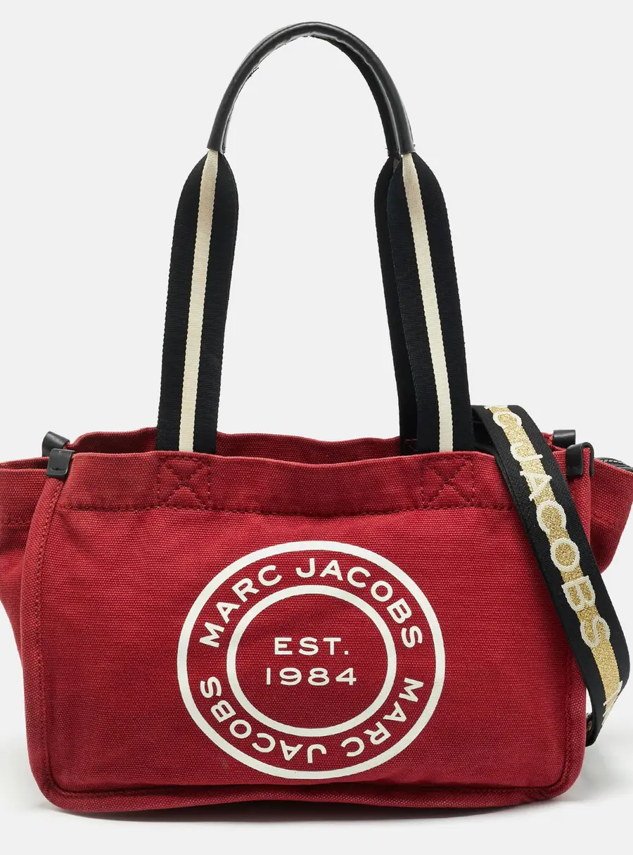 Marc Jacobs Red Canvas and Leather Tote Bag