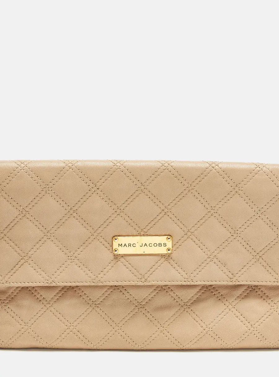 Marc Jacobs Eugenie Beige Quilted Leather Clutch