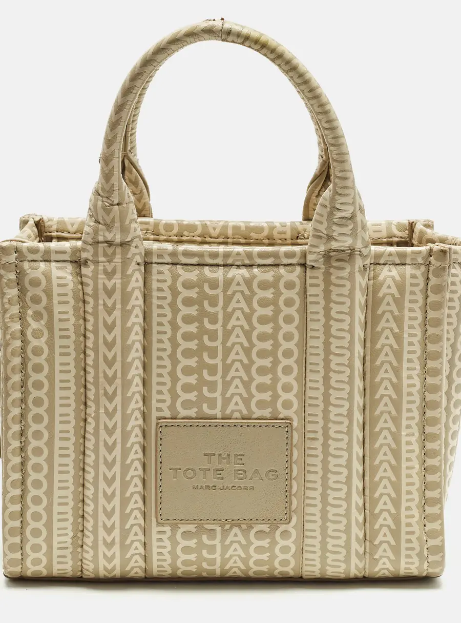 Marc Jacobs The Tote Small Beige Embossed Leather Bag