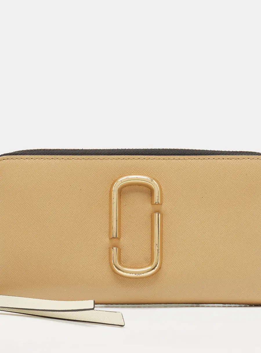 Marc Jacobs Snapshot Gold/Green Saffiano Leather Zip Around Wallet