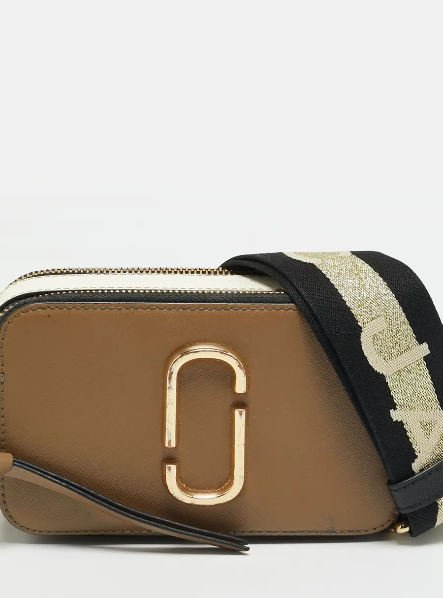 Marc Jacobs Snapshot Brown/Off White Saffiano Leather Crossbody Bag