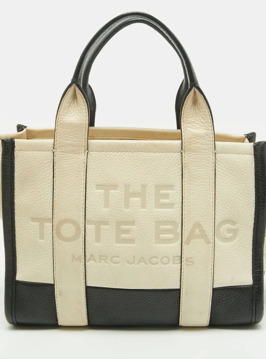 Marc Jacobs The Tote Small Off White/Black Leather Bag