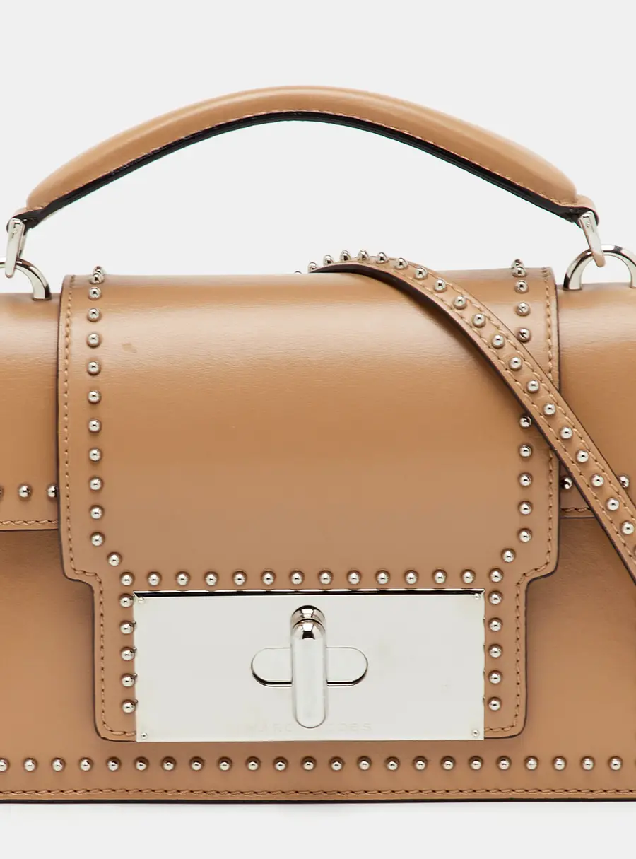 Marc Jacobs Mischief Beige Leather Studded Top Handle Bag