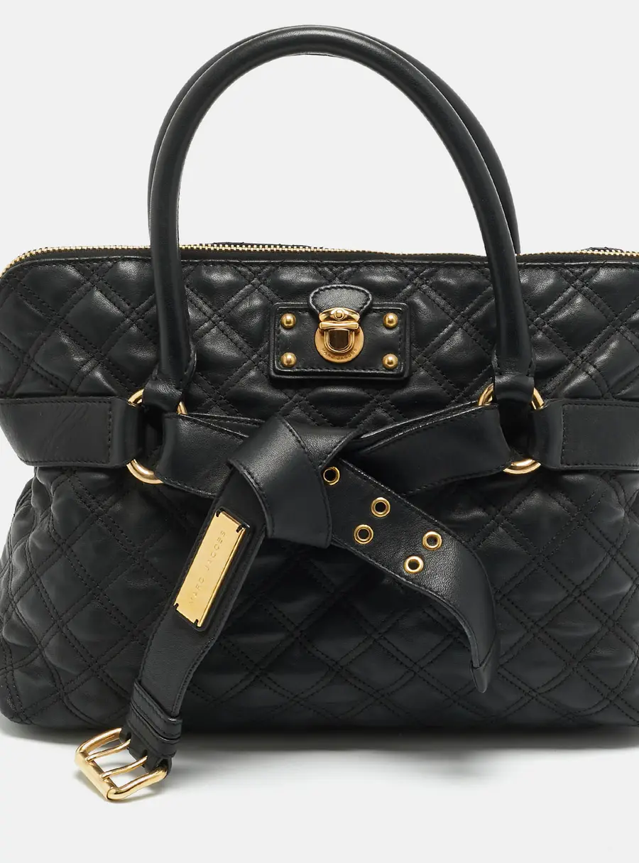 Marc Jacobs Bruna Belted Black Quilted Leather Satchel