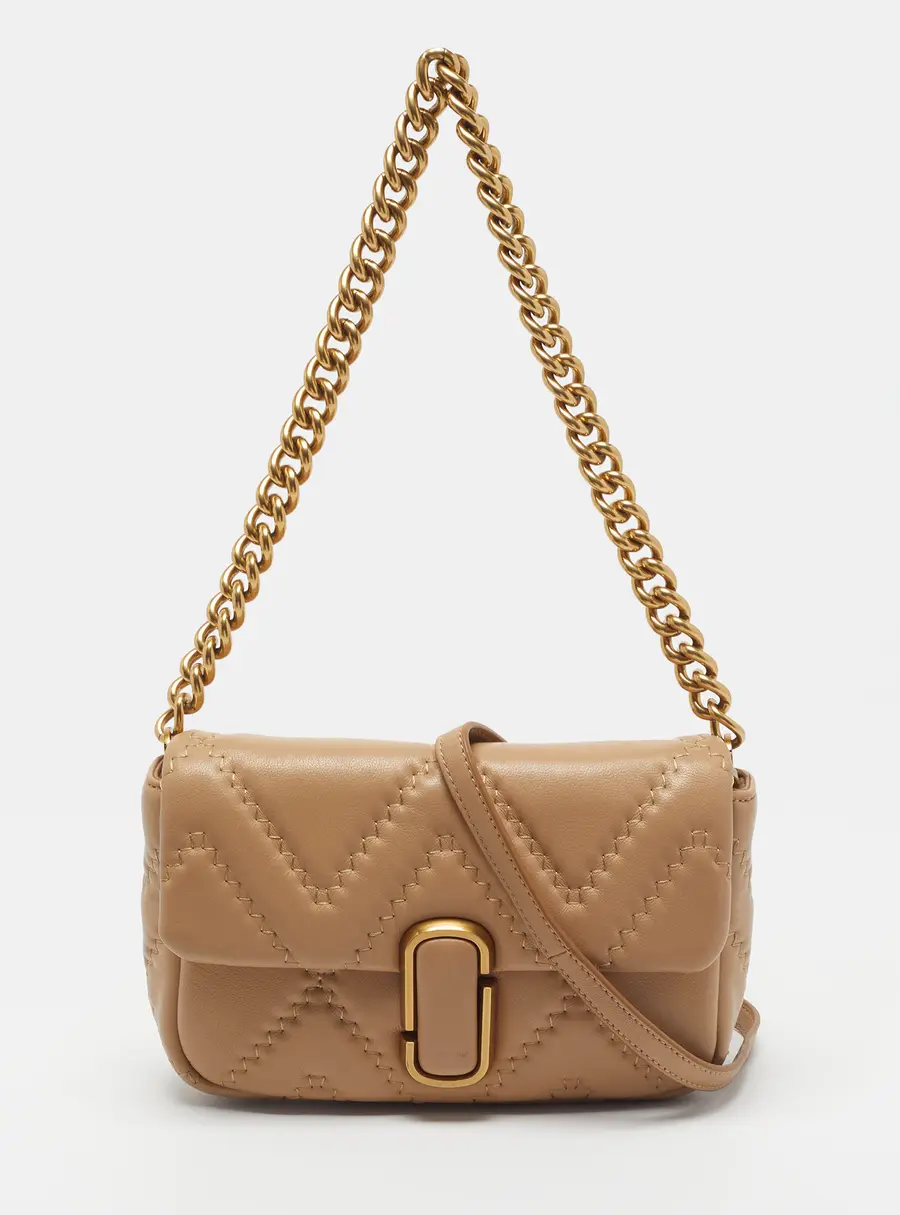 Marc Jacobs J MARC Beige Quilted Leather Flap Chain Shoulder Bag