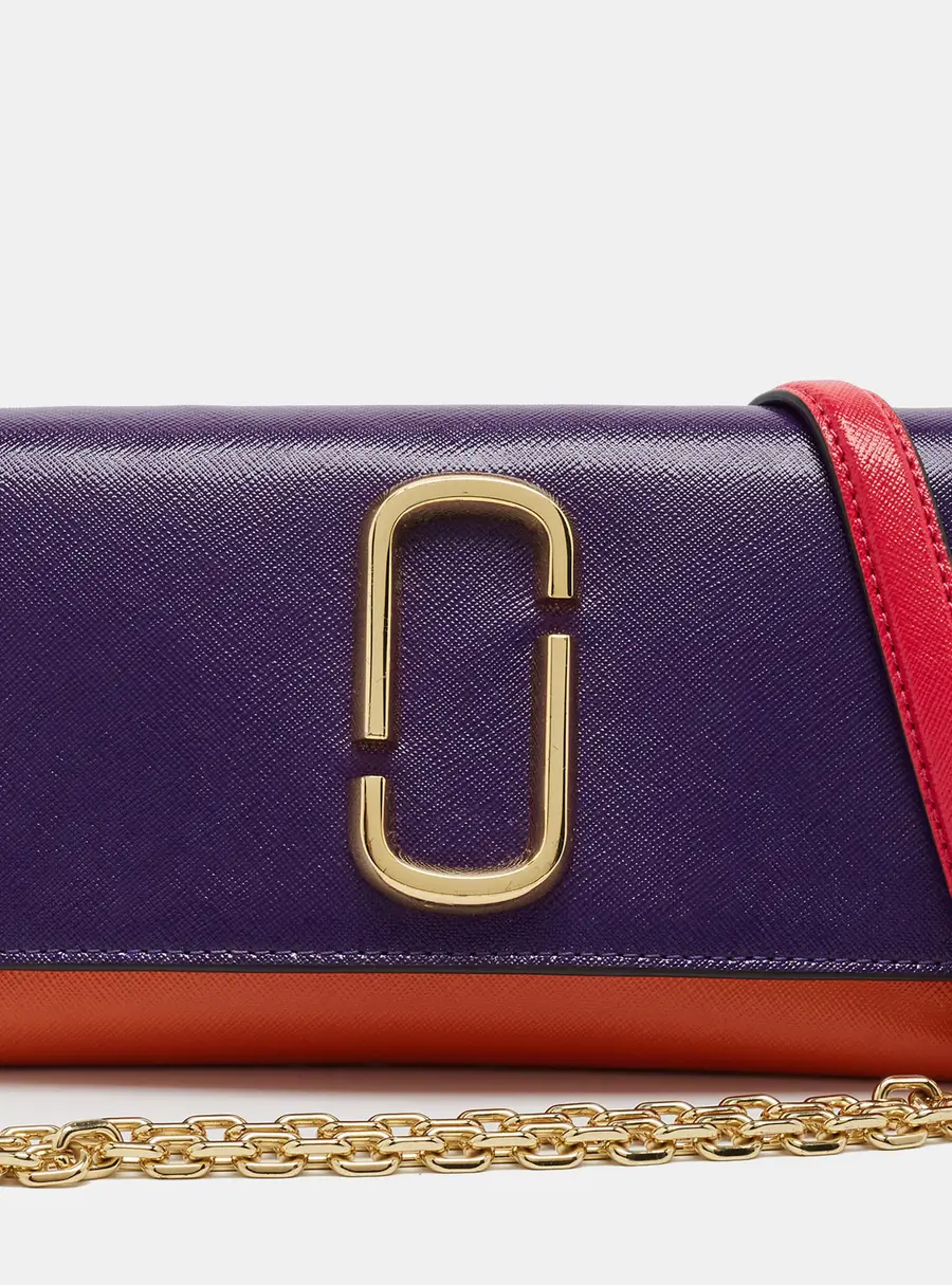 Marc Jacobs Snapshot Tricolor Patent Leather Wallet On Chain