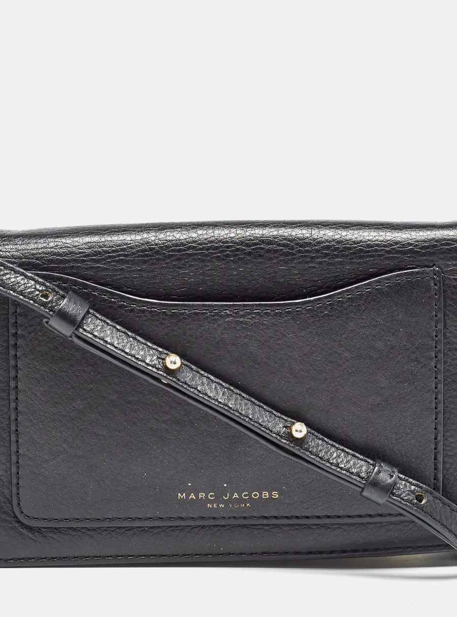 Marc Jacobs Black Leather Recruit Wallet on Strap