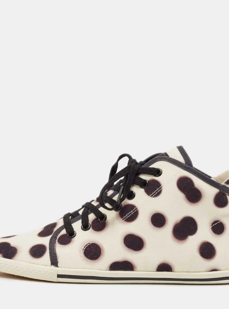 Marc Jacobs Black/Cream Dot Canvas Lace Up Sneakers Size 37