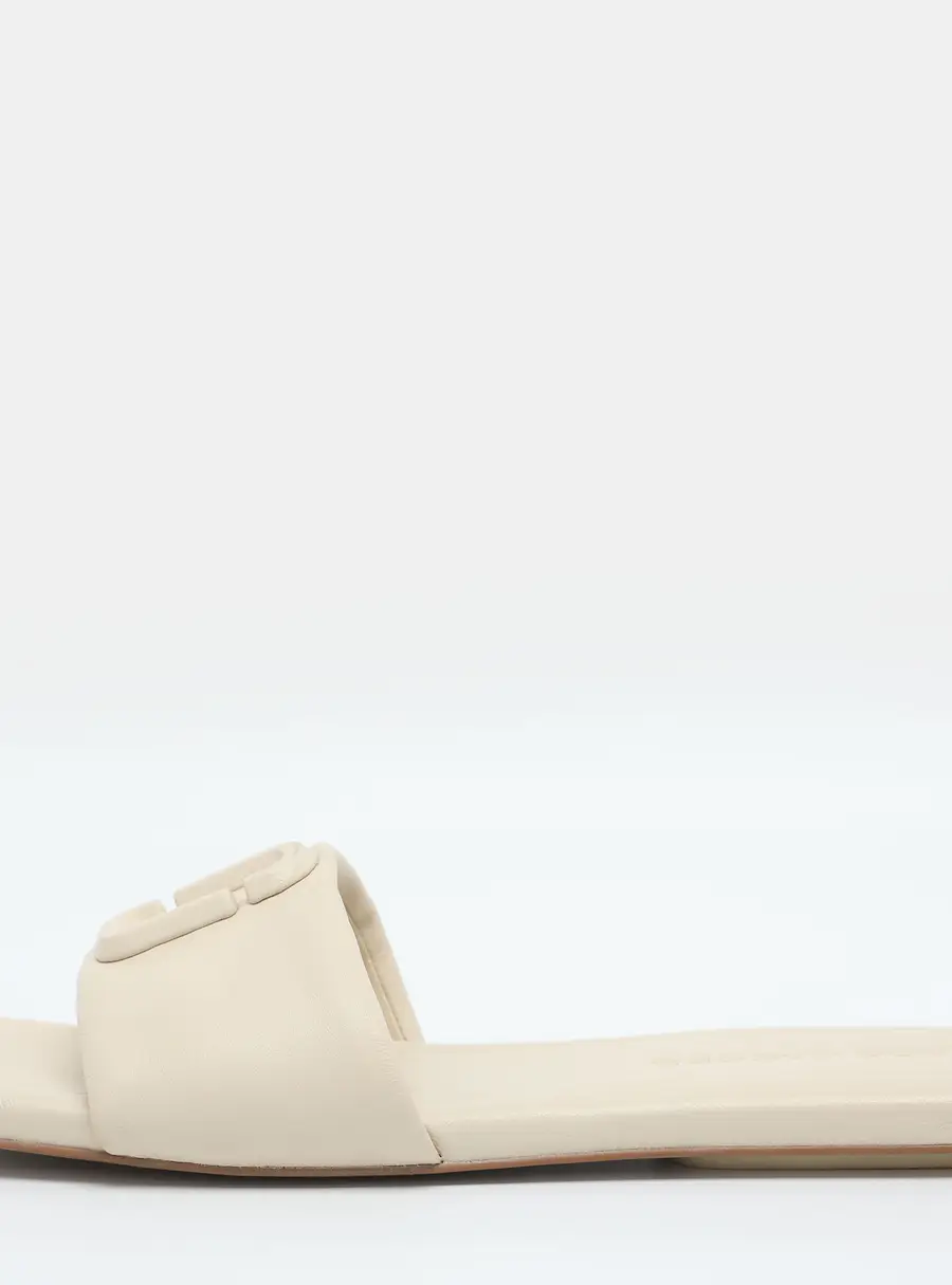 Marc Jacobs The Snapshot Size 38 Off White Leather Slide Sandals