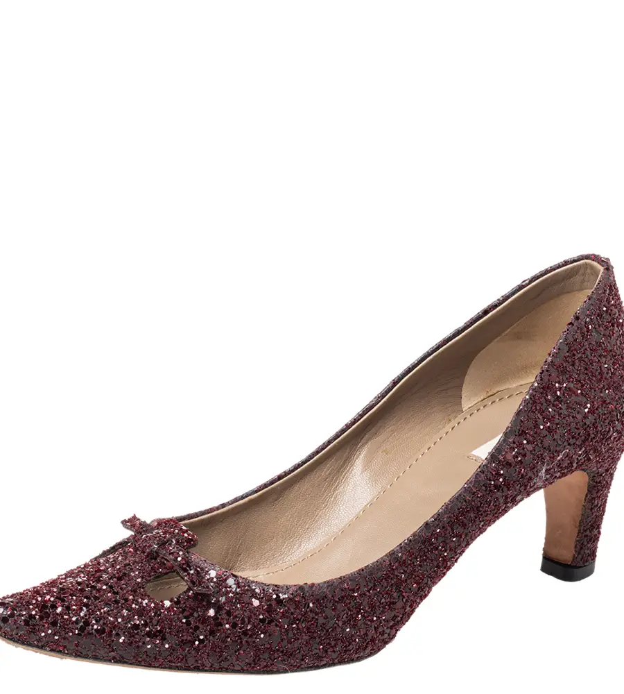 Marc Jacobs Burgundy Glitter Slip on Pumps Size 37