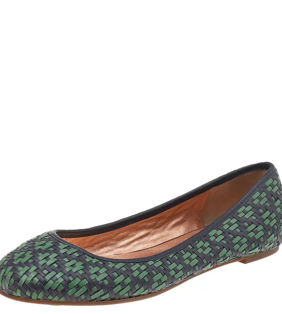 Marc Jacobs Green/Black Braided Leather Ballet Flats Size 38