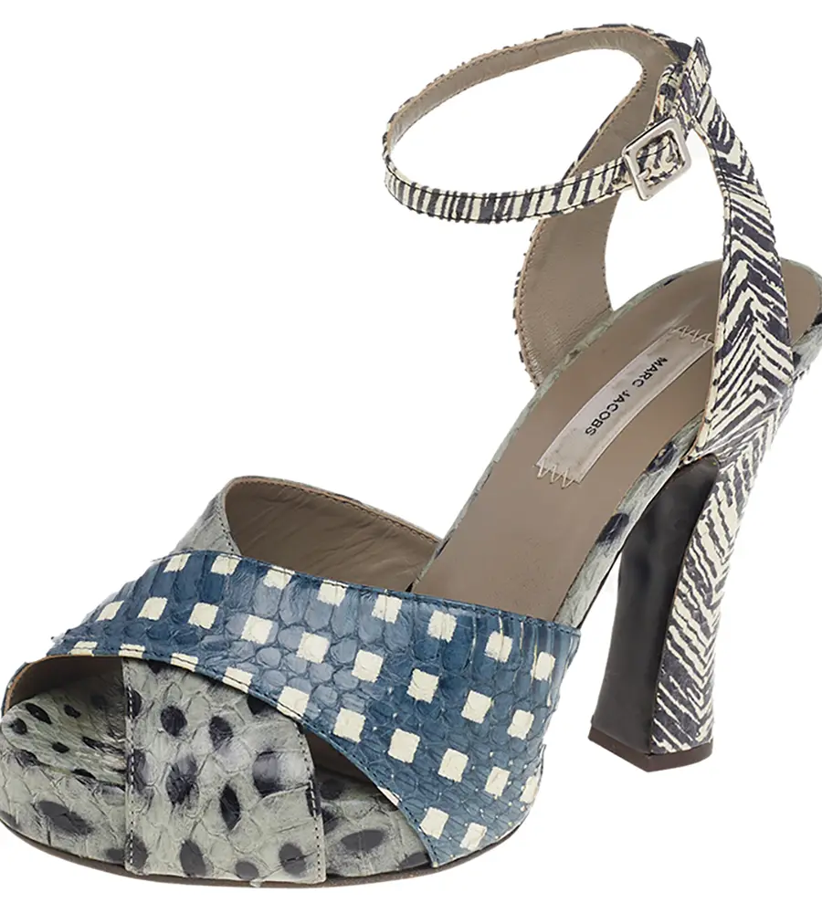 Marc Jacobs Multicolor Python Leather Ankle Strap Sandals Size 35.5